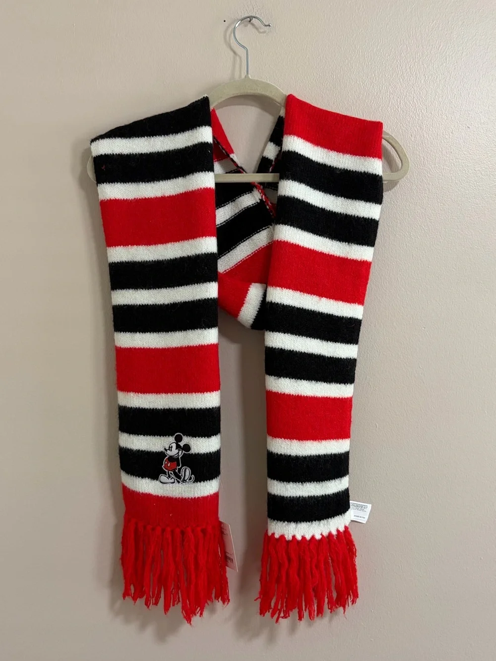 New Forever 21 x Disney Striped Mickey Mouse Scarf in Red, Black & White